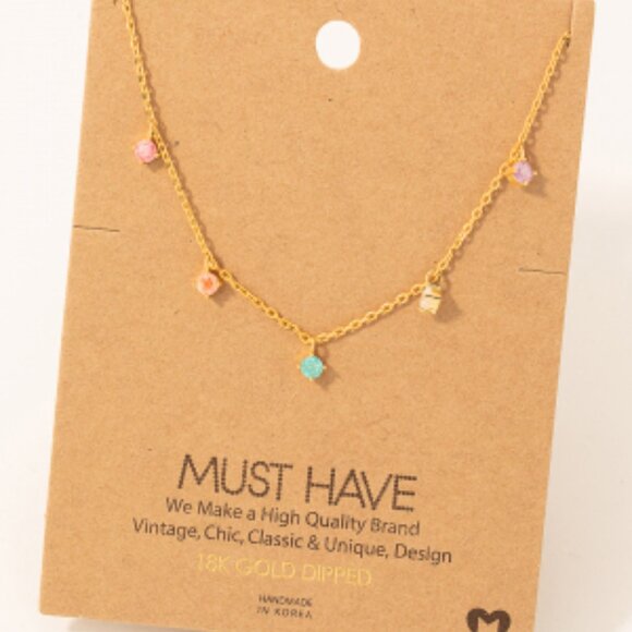 5 Stone Drop Necklace - Picture 1 of 2